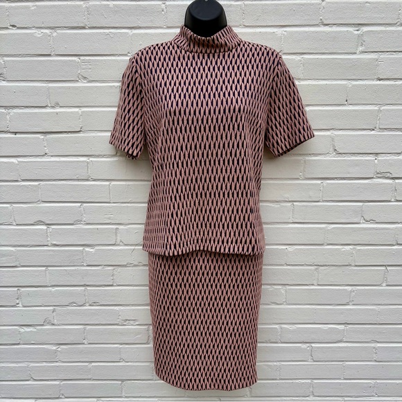Ann Taylor Dresses & Skirts - Ann Taylor Pink/Brown/Black Geometric Patterned Top (SZ M) & Skirt (SZ 8) NWOT